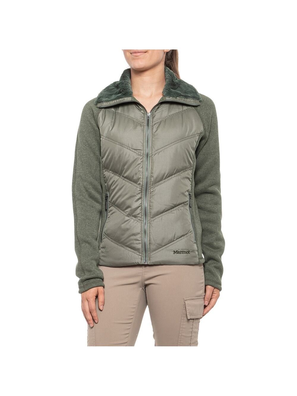 Marmot Thea Jacket 700 Fill Duck Down Fleece Outdoor Crocodile Green Size L
